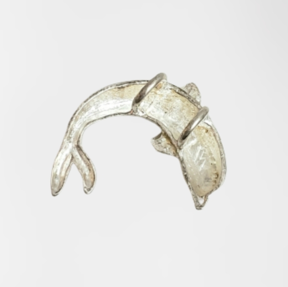 Silver Dolphin Pendant with Gold Fins and Flipper - Picture 2 of 9